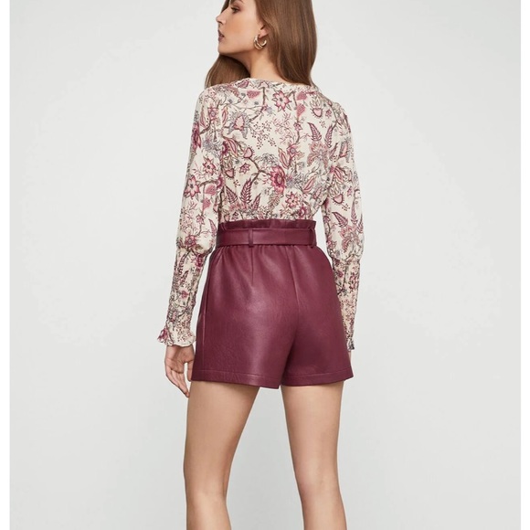 NWT!!! BCBG Womens Faux Leather Tie Waist Shorts - Deep Red - Picture 6 of 9